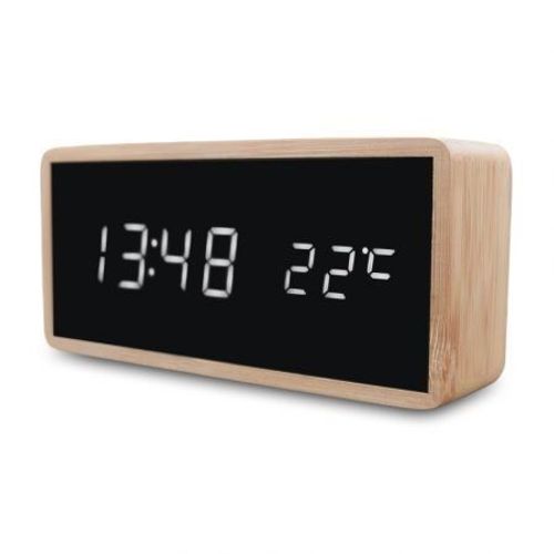 Réveil en bois avec affichage LED et température miroir