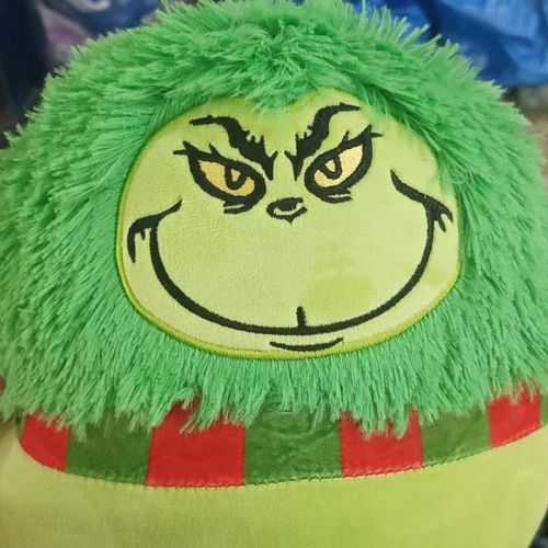 Oreiller en peluche de Noël monstre vert de 30 cm