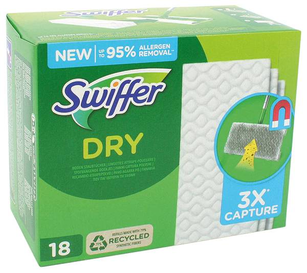 Recharge de 18 lingettes sèches Swiffer Balai Attrape-Poussière Rec...