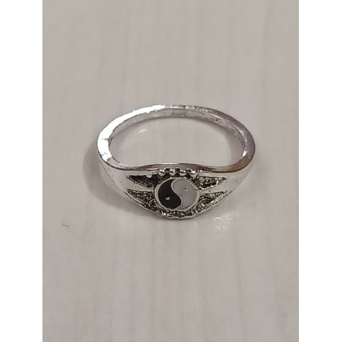 Bague Métal Argenté,Yin Et Yang ,Taille 17.52