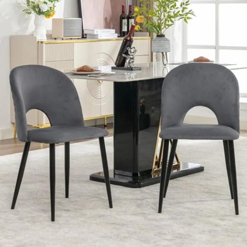 Chaises De Salle À Manger (2 Pièces), Chaises De Salle À Manger Design Rembourrées Avec Dossiers À Motifs De Diamants, Gris