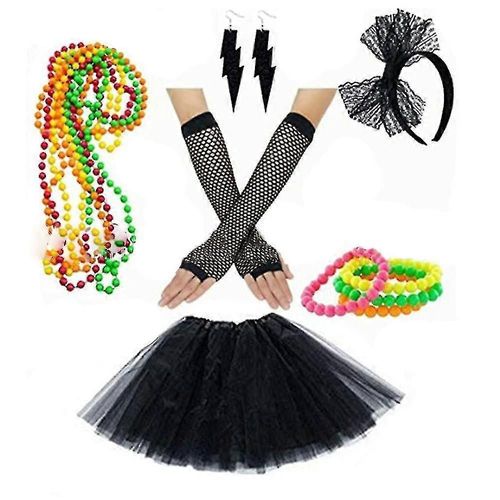 Femmes Des Années 80 Fantaisie Accessoires Robe Lunettes Legwarmer Pour Mode Rétro 80s Tenue De Fête Costume Set