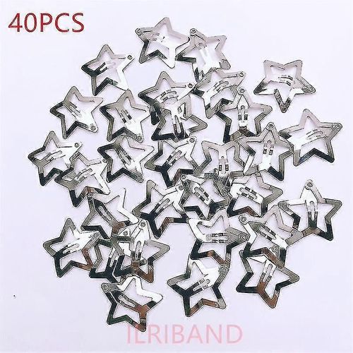40pcs / Lot 3cm Silver Star Hair Clip Hair Metal Snap Clip Hairpins Barrettes For Girls Kids Boutique Hair Accessories Headwear