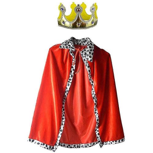 King Robe Costume Médiéval Prince King Costume Cape (Cape & Couronne) Rouge