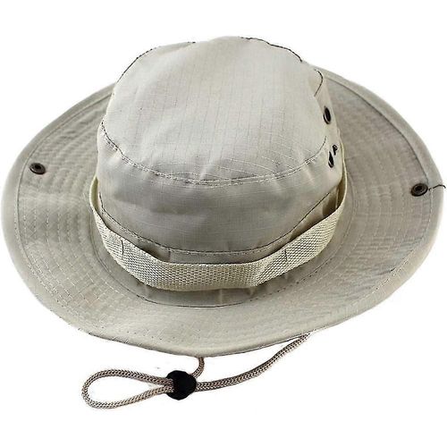 Unisexe Large Brim Bucket Hat Pour La Pêche, Soleil, Uv, Jungle, Camouflage Militaire Pour La Randonnée, Camping, Voyager (Beige)