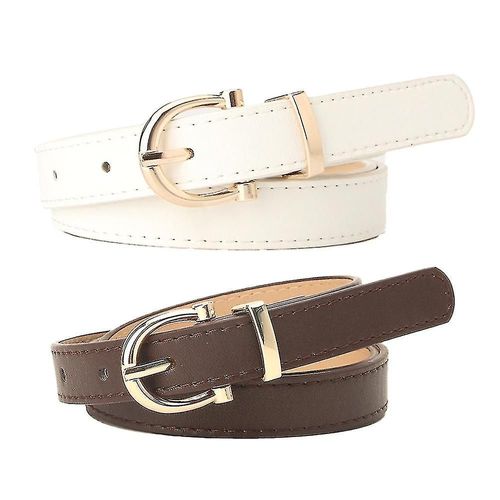 2 Pack Ceintures En Cuir Pour Enfants Pour Filles Solid Colors Skinny Belt Pour Adolescentes Avec Double Boucles Toriques