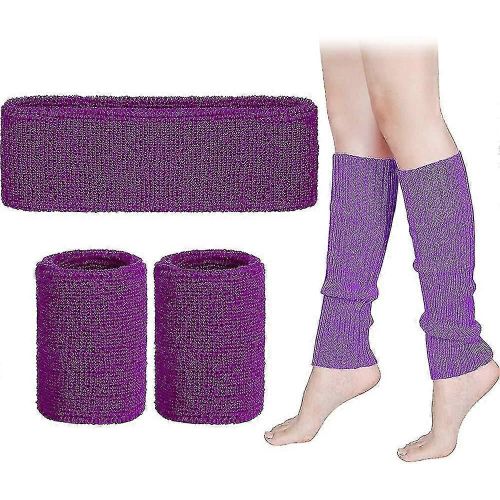 Leg Warmers Set Femmes 80s Neon Knit Leg Warmers Running Headband Wristbands