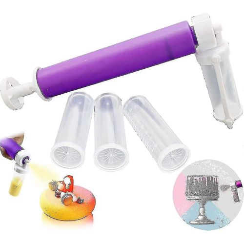Aérographe manuel pour gâteaux Outils de décoration à paillettes, Bricolage Cuisson gâteau Airbrush Pompe pistolet de pulvérisation de coloration avec tube 4 Pcs, kit de décoration de gâteau de cuisin