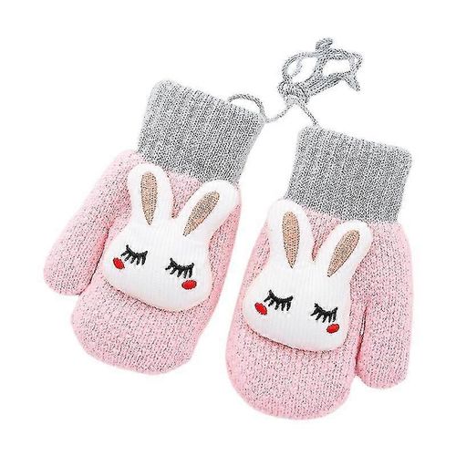 2 Paires De Mitaines Pour Enfants Avec Ficelle Stretch Tricot Plein Doigt Gants De Neige Kids Magic Ski Gloves