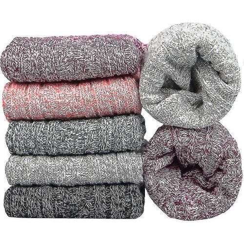 5pairs Femmes Chaussettes En Laine Mérinos Hiver Thermique Soft Business Chunky Knitting Socks Pour Ladi