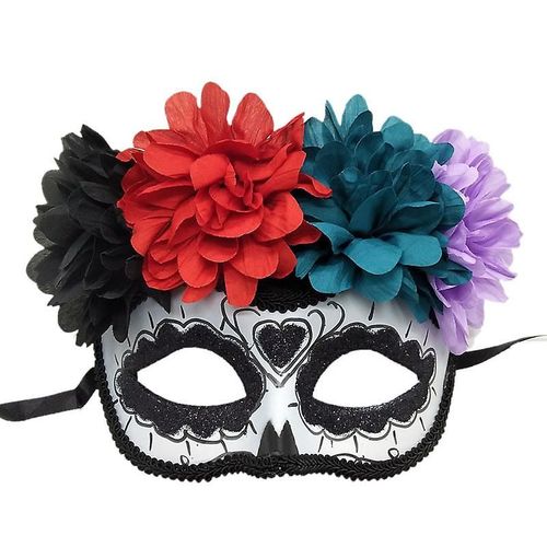 Jour Mexicain Des Morts Maquillage Masque De Danse Halloween Masque De Fantôme Floral Cosplay Performance Fête De Carnaval