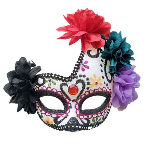 Jour Mexicain Des Morts Maquillage Masque De Danse Halloween Masque De Fantôme Floral Cosplay Performance Fête De Carnaval