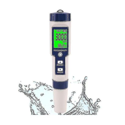 Testeur de sel de piscine, compteur de salinité numérique, testeur de salinité 5 en 1 de haute précision pour l¿eau salée, ip67