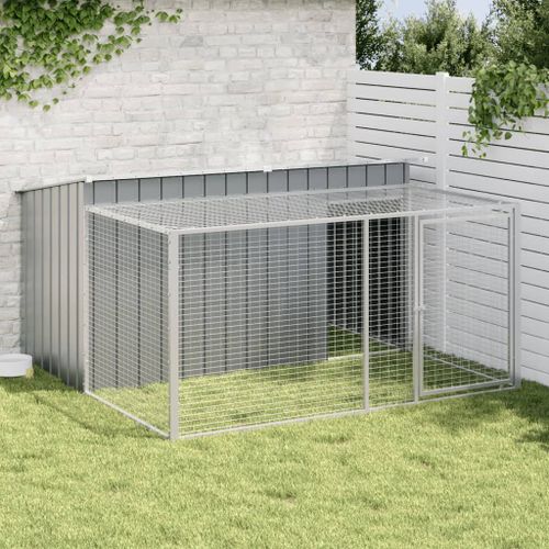 Vidaxl Niche Pour Chien Avec Cour Anthracite 197x194x110 Cm
