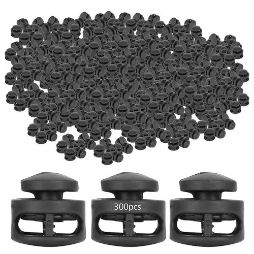 300pcs Double Trou Ressort Cordon Serrures Oblate Forme Ronde Nylon Vêtements Accessoires