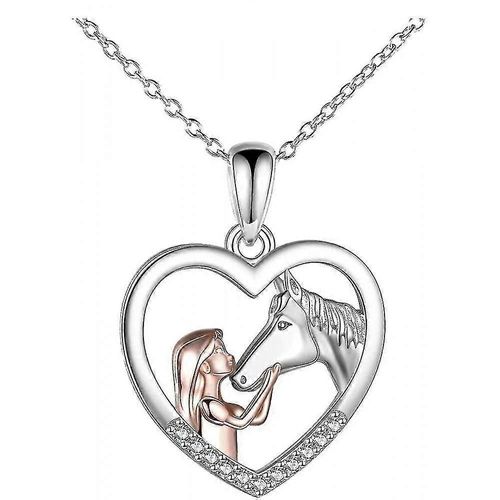 Collier Fille Et Cheval Pour Filles Argent Sterling Cheval Bijoux Cheval Cadeaux Pour Femmes