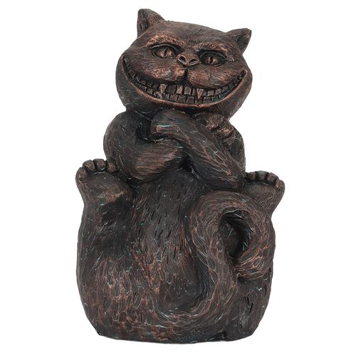6 pouces Bronze chat assis Figurine mystérieux attrayant travail manuel en résine chat Statue Sculpture de chat pour les amoureux des chats