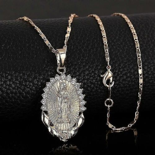 Dainty Femmes Religion Collier Sainte Vierge Marie Pendentif Collier Doré Chrétien Cubique Zircon Collier Femme Bijoux Chrétiens