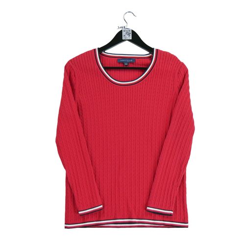 Reconditionné - Pull Femme En Maille Torsadée Rouge - Taille L - Femme - Rouge