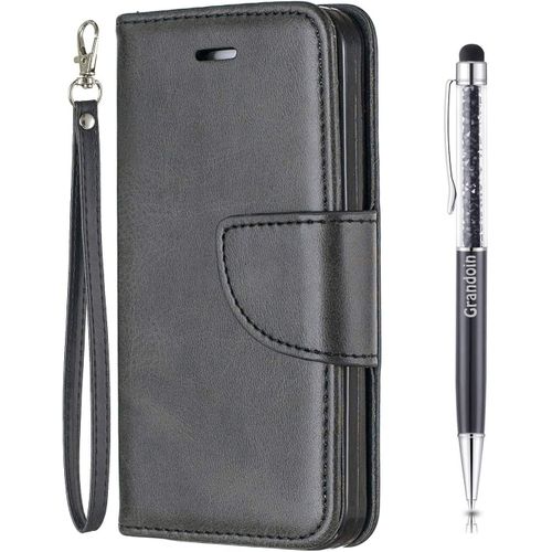 Coque Pour Huawei Y6p, Bookstyle Flip Cover Tui De Protection Housse En Pu Cuir Portefeuille Avec Tpu Silicone Souple [Fente De Carte] [Fermeture Magntique] (Noir)