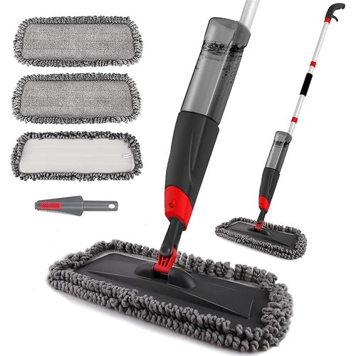 Balais Serpillère 135Cm,Balai Pulvérisateur Professionnel Balai Vaporisateur 750Ml Flaconspray Mop Pour Stratifié Tuile Céramique Bois Nettoyage Des Sols Avec 3 Tampons Réutilisables