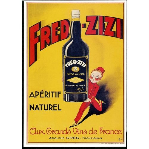 Carte Postale Fred-Zizi, Apéritif Naturel, Aux Grands Vins De France