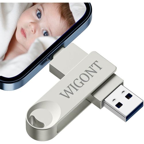 128Go Cle Usb Pour Iphone Clé Usb Pour Sauvegarder Plus De Photos Et Vidéos,Clé Usb Tout Métal Libère Plus D'Espace De Stockage Sur Votre Téléphone.Clé Usb Compatible Avec I0S/Android/Pc.[X254]