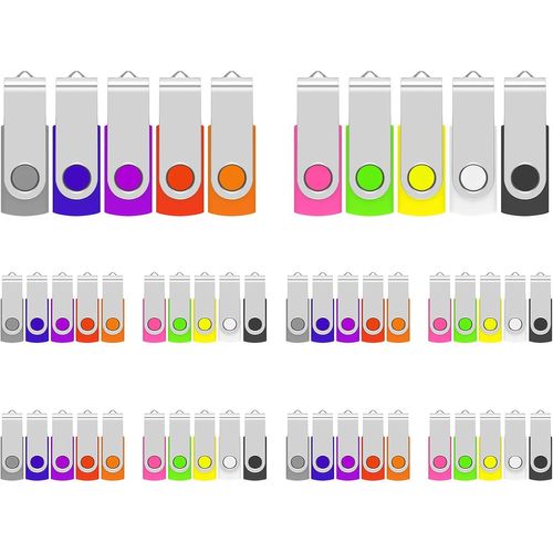 Lot De 50 Clés Usb 2Go Cle Usb 2.0 Flash Drive Clef Usb Pivotant Mémoire Sticks U Disque Pour Pc Ordinateur Portable(10 Couleurs)(2Gb*50Pcs)[X1312]