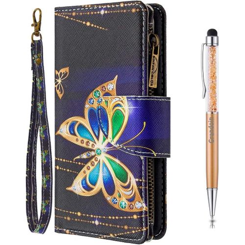 Coque Pour Nokia 5.3, Peint Flip Cover Tui Fermeture Clair Portefeuille Housse En Pu Cuir Avec Tpu Silicone Souple [9 Fente De Carte] [Fermeture Magntique] (Grand Papillon)