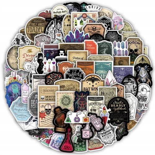 Lot De 100 Autocollants Vintage Elixir Doodle