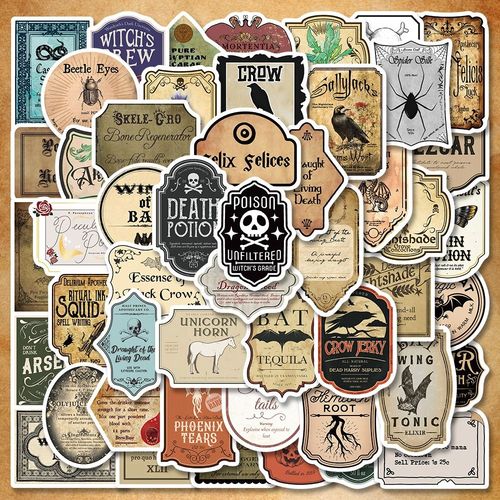100 étiquettes d'élixir rétro d'horreur Goth Hallo