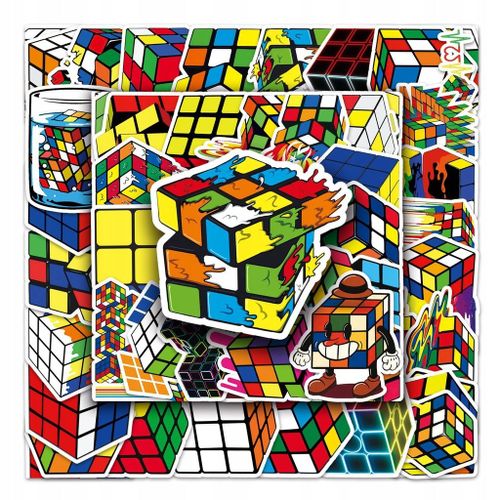 Lot de 100 autocollants Rubik Cube à la mode avec dessin animé