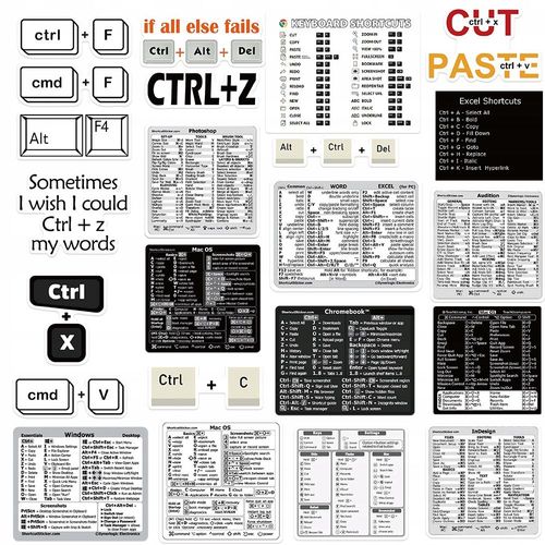 200 Pcs Autocollants De Raccourcis Informatiques Excel Word Autocollants De Sport Pour Enfants, Autocollants De Sport Pour Bouteilles D'eau, Autocollants De Bouteilles D'eau Imperméables Pou