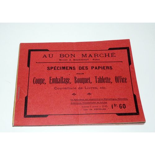 Au Bon Marché, Maison Boucicaut, Carnet Des Spécimens Des Papiers