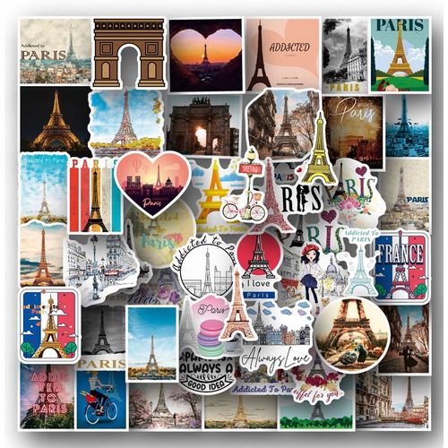 200 Pcs France Paris Tour Eiffel Autocollants Pour G Autocollants De Sport Pour Enfants, Autocollants De Sport Pour Bouteilles D'eau, Autocollants De Bouteilles D'eau Imperméables Pour Garço