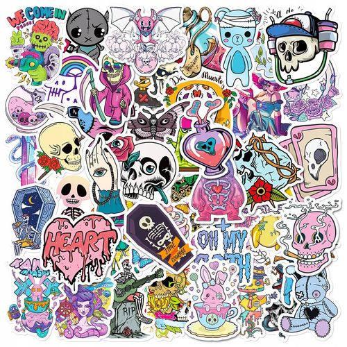 200 Pcs Autocollants De Dessin Animé Gothique Skull Elixir Autocollants De Sport Pour Enfants, Autocollants De Sport Pour Bouteilles D'eau, Autocollants De Bouteilles D'eau Imperméables Pour