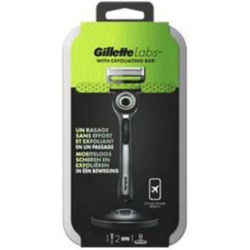 Rasoir Gillette Labs Avec Barre Exfoliante Le Kit De 2 Recharges, 1 Manche Et 1 Etui De Voyage 