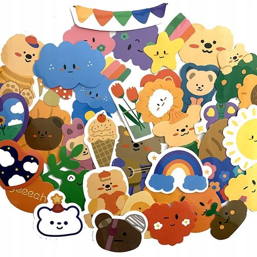 200 Pcs Oursons Mignons Et Heureux En Forme De Dessin Animé Autocollants De Sport Pour Enfants, Autocollants De Sport Pour Bouteilles D'eau, Autocollants De Bouteilles D'eau Imperméables Pou
