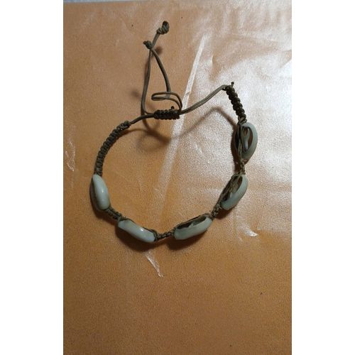 Bracelet Réglable Avec Coquillages Blancs - Noir