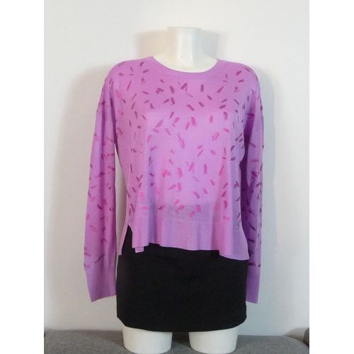 Pull Léger Rose Avec Traits De Peinture Rose Fushia Brillant- Taille S- Zara