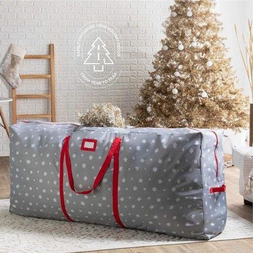 Sac de rangement robuste pour sapin de Noël - 165 x 38 x 76 cm, tissu Oxford imperméable, poignées de transport faciles, design festif