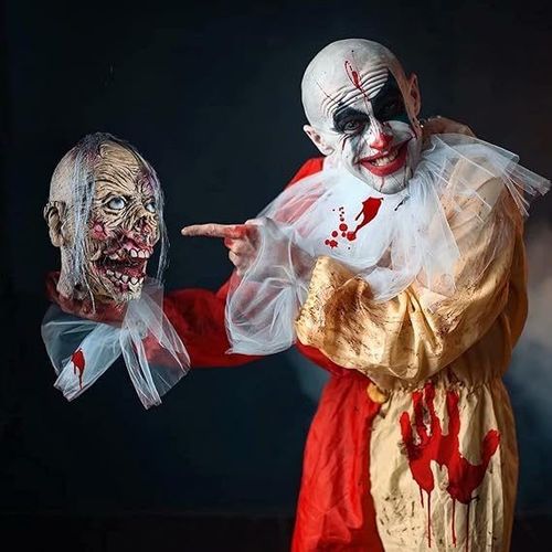Accessoires de décoration d'Halloween, tête de zombie effrayante suspendue en latex grandeur nature