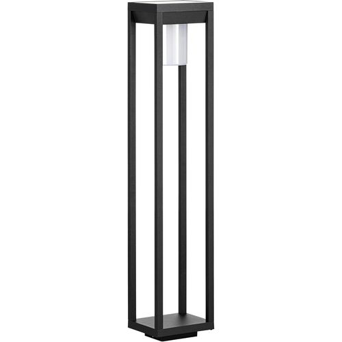 Lampadaire Extérieur Led Martano, Lampe De Jardin Solaire Sur Pied Avec Détecteur De Mouvement, Borne Lumineuse En Aluminium Noir Et Plastique Blanc, Potelet Éclairage Ip44.[G481]