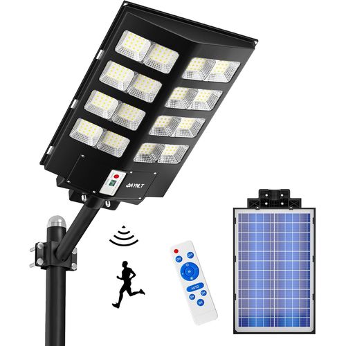 3000w Lampadaire Solaire Exterieur, 100000lm 6500k Spot Solaire Exterieur Avec Télécommande, Ip67 Étanche Projecteur Solaire Avec Detecteur De Mouvement Pour Rue, Allées, Garage, Parking.[G142]