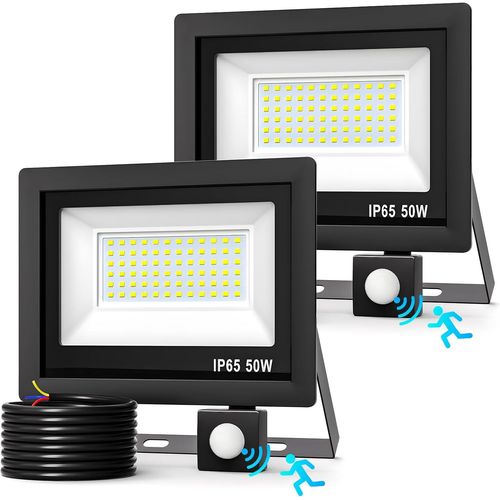 50w Led Projecteur Avec Détecteur De Mouvement Paquet De 2, 5000lm 72 Leds Projecteur Led Exterieur Eclairage Exterieur 6500k Blanc Froid Ip65 Étanche Spot Exterieur Pour Jardins Cour Chemin.[G163]