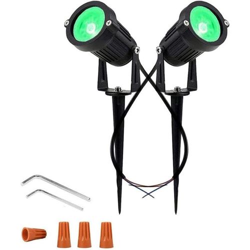 12v Led Murs Extérieurs Imperméables Arbres Drapeaux Projecteurs Éclairage De Paysage 5w Cob Garden Yard Path Landscape (Vert).[G872]