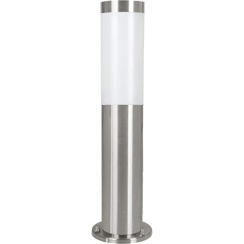 Lampadaire Helsinki, Borne Lumineuse Pour Jardin Et Chemin, Potelet Éclairage Extérieur En Acier Inox Et Plastique, Lampe Sur Pied En Aspect Argenté Et Blanc, Douille E27, Ip44.[G40]
