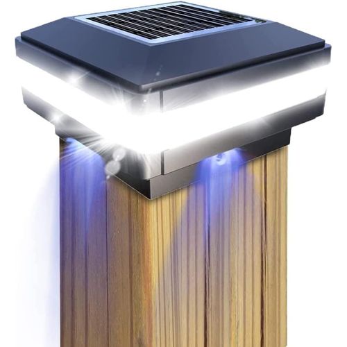 Lampadaires Solaires Led D'extérieur Étanches Ip65 Carrés Noirs Pour Patio, Clôture, Terrasse, 10,2 X 10,2 Cm, 12,7 X 12,7 Cm, 15,2 X 15,2 Cm, Poteaux En Bois.[G621]