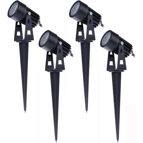Lot De 4 Spot Led 3w 220v Spots Jardin Orientables Avec Piquet Luminaires Extérieur Jardin Terrasse.[G263]