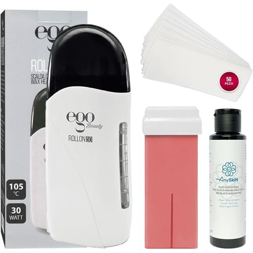 Anyskin Cire Epilation Roll On Kit Avec Chauffe Cire Epilation Professionnelle- Contient 1 Roll On Cire Epilation Made In Italy + Huile Après-Épilation Anyskin 100 Ml + Bande Epilation En Tnt.[G306]